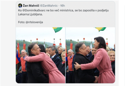 Ko se ministrica Švarc Pipan objema z Jankovićem