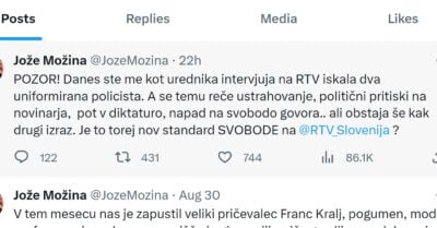 Policija Možini, ker je obvestil javnost, da ga iščejo na TVS, očita, da vrši pritisk nanje