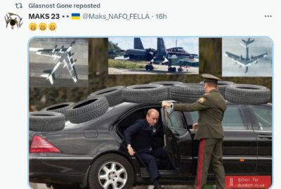 Putin z rabljenimi gumami in gorečimi tanki izgublja v Ukrajini