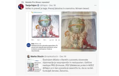 Karikatura Kočevarja razkurila Fajonovo in Pirc Musarjevo