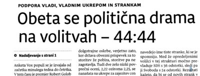 Po Dnevniku se obeta hud volilni poraz Svobode, SD in Levice, a…