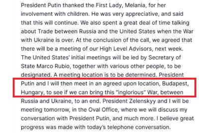 Trump in Putin se dobita v Budimpešti