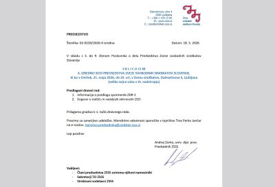Alarm v domu sindikatov: Zaradi ukinjanja plačevanja članarin od plač izredna seja predsedstva ZSSS